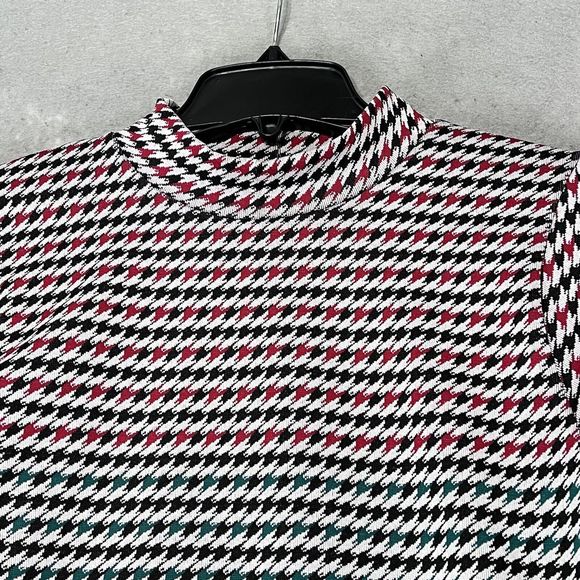 Fabletics Shirt Womens Large Houndstooth Seamless Crop Top Long Sleeve Mock Neck - Picture 2 of 10